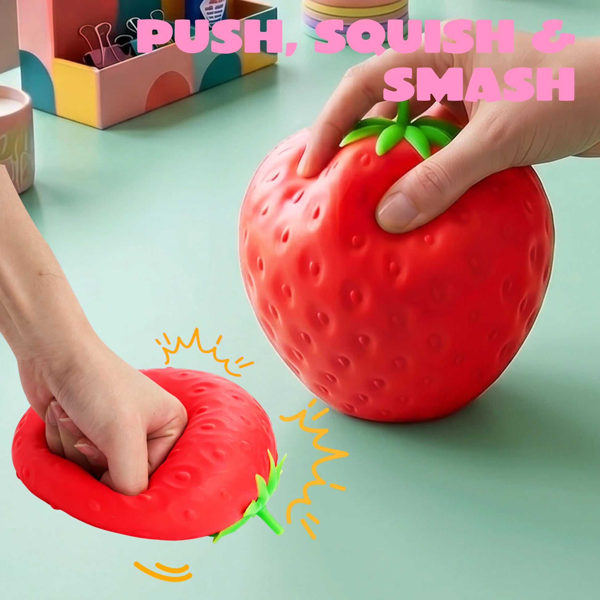 JOYIN Jumbo Strawberry Stress Relief Toy, Squeeze Strawberry Stress Balls, Slow Rising Squishy Fidget Sensory Toy, Soft Squeeze Decompression Dough Gift for Adults and Girls Boys