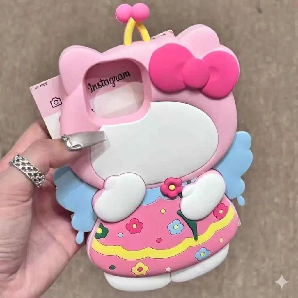 Cartoon Cute Bee and Flower KT Cat Iphone 15 Iphone 12 Compatible 13/14 Pro Max Phone Case 11 Anti-Fingerprint