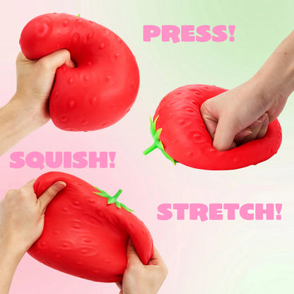 JOYIN Jumbo Strawberry Stress Relief Toy, Squeeze Strawberry Stress Balls, Slow Rising Squishy Fidget Sensory Toy, Soft Squeeze Decompression Dough Gift for Adults and Girls Boys