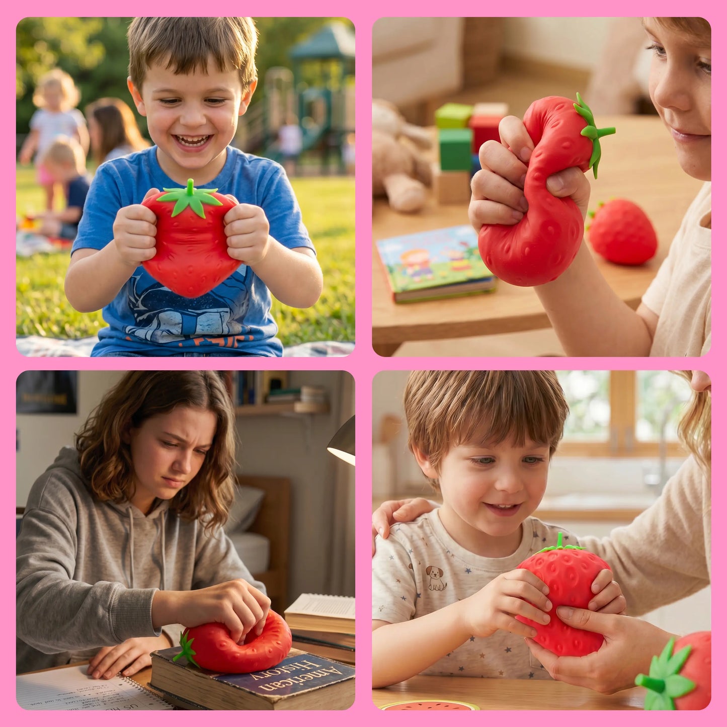 JOYIN Jumbo Strawberry Stress Relief Toy, Squeeze Strawberry Stress Balls, Slow Rising Squishy Fidget Sensory Toy, Soft Squeeze Decompression Dough Gift for Adults and Girls Boys
