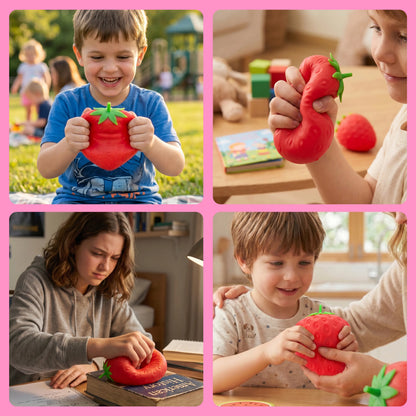 JOYIN Jumbo Strawberry Stress Relief Toy, Squeeze Strawberry Stress Balls, Slow Rising Squishy Fidget Sensory Toy, Soft Squeeze Decompression Dough Gift for Adults and Girls Boys