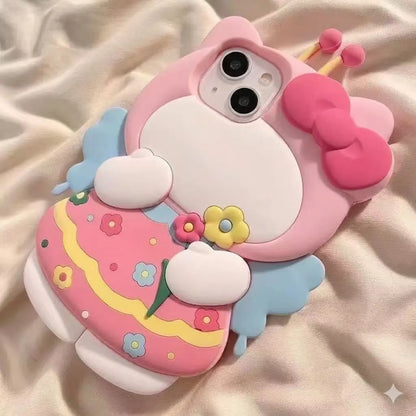 Cartoon Cute Bee and Flower KT Cat Iphone 15 Iphone 12 Compatible 13/14 Pro Max Phone Case 11 Anti-Fingerprint