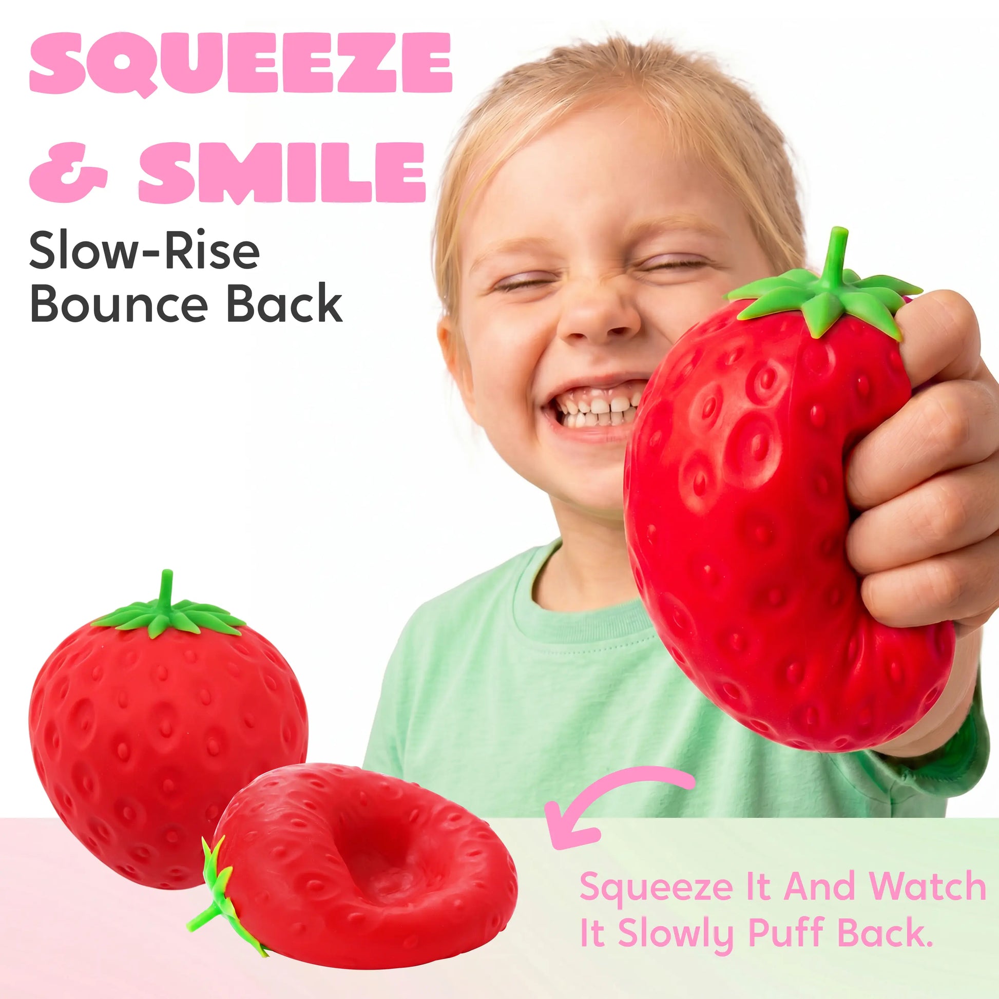 JOYIN Jumbo Strawberry Stress Relief Toy, Squeeze Strawberry Stress Balls, Slow Rising Squishy Fidget Sensory Toy, Soft Squeeze Decompression Dough Gift for Adults and Girls Boys