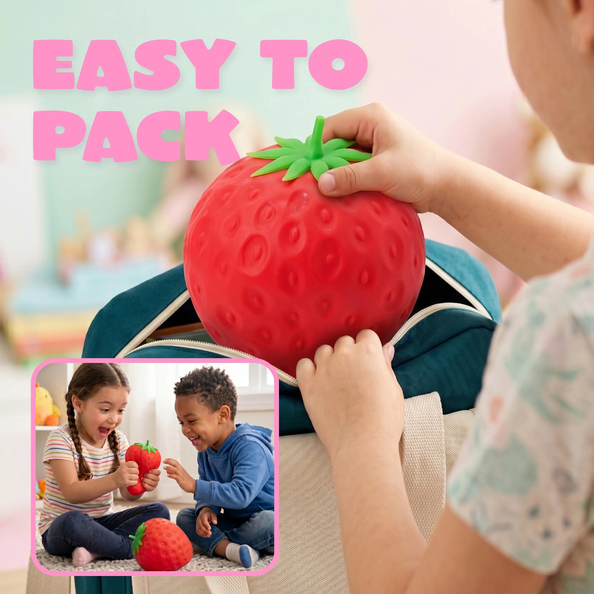 JOYIN Jumbo Strawberry Stress Relief Toy, Squeeze Strawberry Stress Balls, Slow Rising Squishy Fidget Sensory Toy, Soft Squeeze Decompression Dough Gift for Adults and Girls Boys